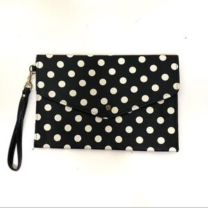 Black White Poka Dot Envelope Clutch Wristlet